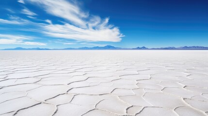 Sticker - A white desert with blue sky and clouds, AI