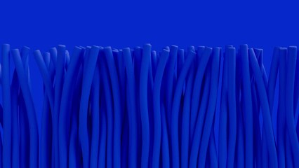 Wall Mural - 3d Abstract animation blue cloth sticks. Network cable on blue