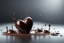 Splash Heart Shaped Chocolate,  Generative AI