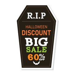 Sticker - Halloween discount sticker Creepy label Vector