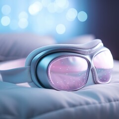 Poster - A pair of pink glasses on a bed, AI