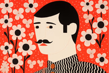 Generative AI Image Of An Elegant Man With Floral Backdrop