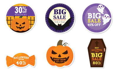 Sticker - Set of halloween discount stickers Vector