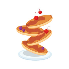 Poster - Isolated pancake with syrup and fruit Vector