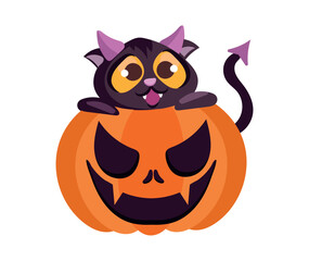 Wall Mural - halloween pet disguised of pumpkin