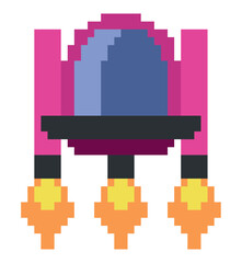 Sticker - battle ship pixels purple illustration