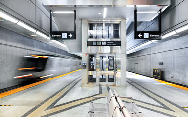 Train arriving at Toronto Subway Station