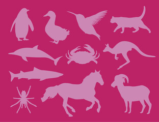 Wall Mural - set of animals silhouette illustration design Color 19ecad vector illustration