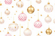 pink and gold Christmas ornament pattern, repeatable and seamless