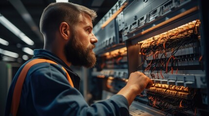 Aufkleber - Repairman, Electricians working on breaker box.