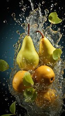 Wall Mural - pear in water