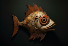 A Wooden Fish Head With A Fantasy Vibe. Generative AI