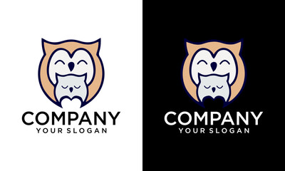 Wall Mural - Illustration Owl logo design with Two colour concept and creative.