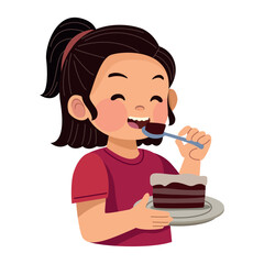 Wall Mural - girl eating cake