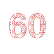 Digital png illustration of red 60 number on transparent background
