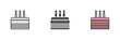 Birthday cake with three candles different style icon set