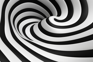 3d illustration of abstract background with black and white stripes in perspective.