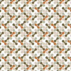 Wall Mural - Abstract geometric seamless pattern. Element design with circle shapes in orange, brown, and beige colors. Earth-tone backgrounds. Vector Illustration.