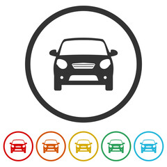 Wall Mural - Car simple icon. Set icons in color circle buttons