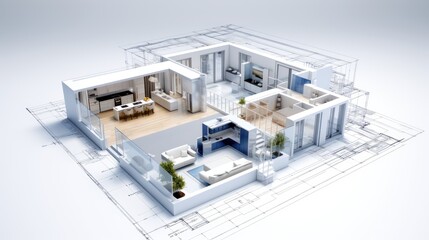 Canvas Print - Modern building plan construction 