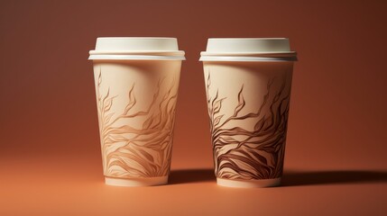 Aufkleber - Pair of paper java cups