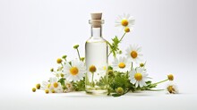 Homeopathic Bottle With Wildflowers Alternative Medicine Concept Flat Layout Copy Space