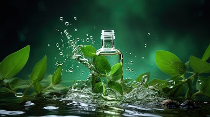 Poster - Herbal essence natural medicine for skin with fresh leaf oil or water