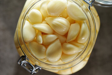 Canvas Print - Pickled Garlic, garlic soaked in vinegar