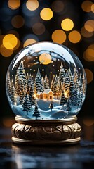Wall Mural - Snow globe against a Christmas background. Christmas snow globe. Generative AI
