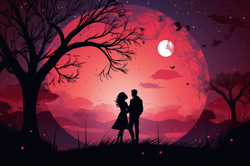 Wall Mural - lovers in the night