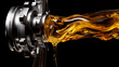 crankshaft on a black background in oil grease, a new car spare part, fictional computer graphics