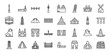 outline icons set from monuments concept. editable vector such as monument site, moscow, bridge of the west, arc of triomphe, medieval, , pula arena icons.