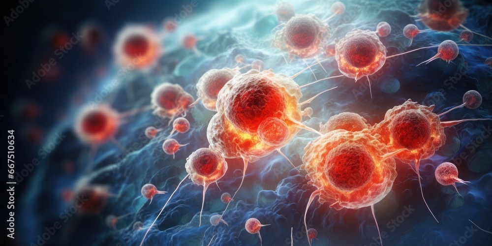 Human cell or Embryonic stem cell, Cells of the body under a microscope ...