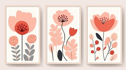 Sticker - Creative flower and floral geometric frame. Design for wall decoration, postcard, poster or brochure.