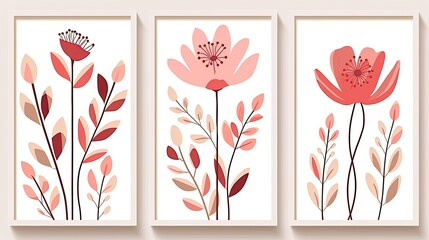 Wall Mural - Creative flower and floral geometric frame. Design for wall decoration, postcard, poster or brochure.