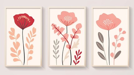 Sticker - Creative flower and floral geometric frame. Design for wall decoration, postcard, poster or brochure.