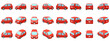 © junta creation - 自動車のイラスト素材　デフォルメ　コンパクトカー　5ドアハッチバック　赤　24点セット