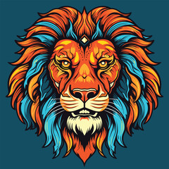 Wall Mural - Lion head illustration. A Lion head logo. Vector for a mascot and tattoo or T-shirt graphic