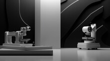 3d Minimalist Grinding Machine Concept On Minimalist Monochrome Black White Background