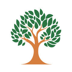 Wall Mural - tree logo design. tree icon isolated. cute tree symbol with leaves.