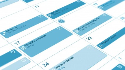colorful calendar app interface showcasing appointments and scheduled events (3d render)