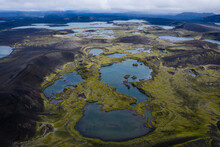 Aerial View Of Lake Litilsjor At Sunset On Southern Region Of Iceland.