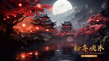 Happy Chinese New Year 2024 The Dragon Zodiac Sign. 