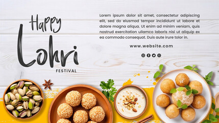 Happy Lohri Festival Of Punjab with Indian Food. 