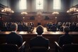 Lawyer speak in court. Attorney and jury in court. Generative AI