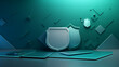 © Strabiliante - 3D cyber security password antivirus green shield technology background for antihacking computer safety with copy space