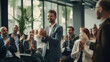 © Trendy Graphics - Group of people clapping and applauding in business meeting