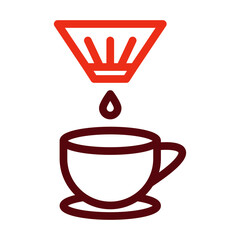 Coffee Filter Thick Line Two Colors Icon Design