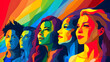 Pop art banner depicting the LGBT community with diverse people