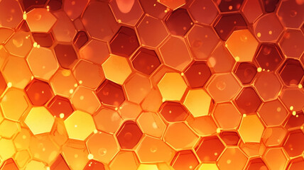 Wall Mural - Shiny golden hexagonal honey background. golden abstract background. AI generated